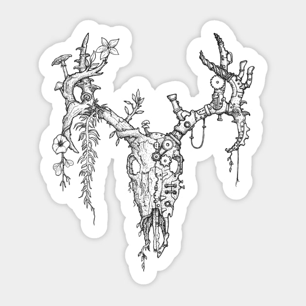 Deer Skull  (Nature / Steampunk Antlers) Sticker by SamDeaconArt